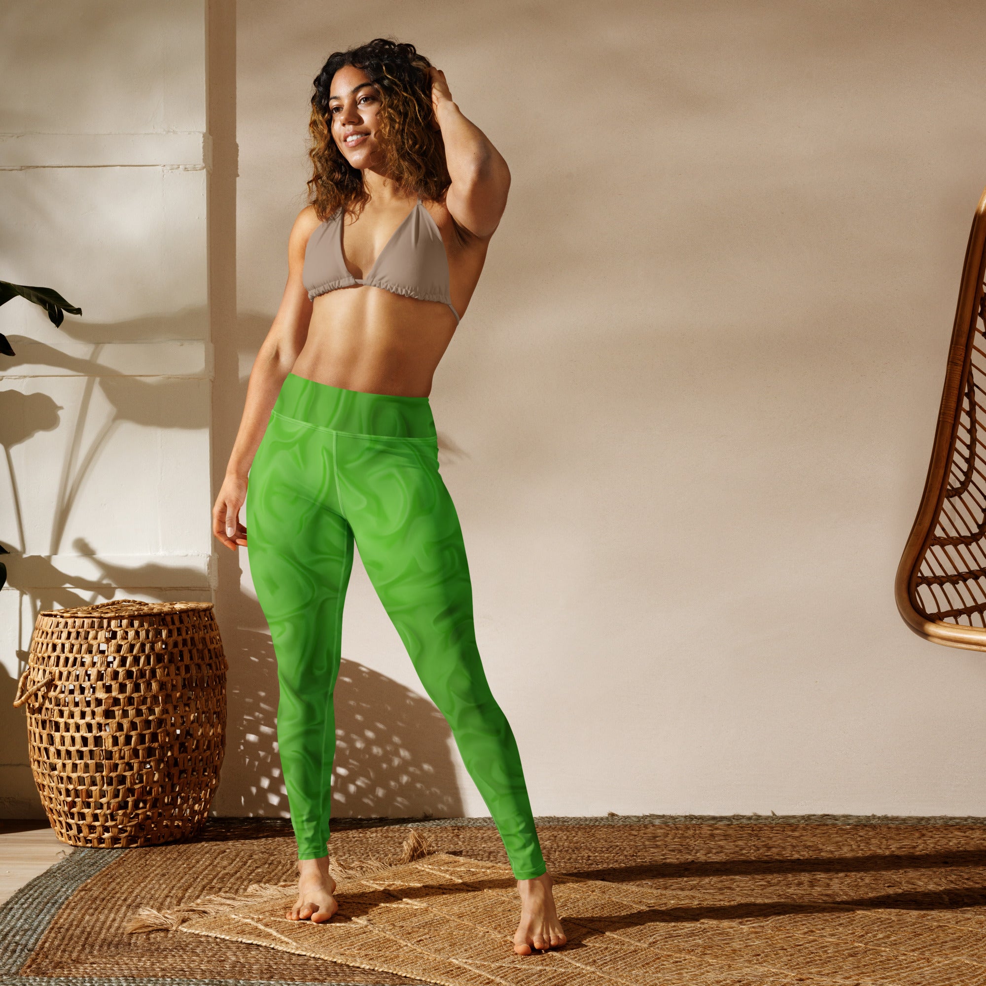 Lime Green Dance leggings. Gym or Workout High Waist Leggings. Yoga Pants. "Brat365" Streetwear by WickedYo.